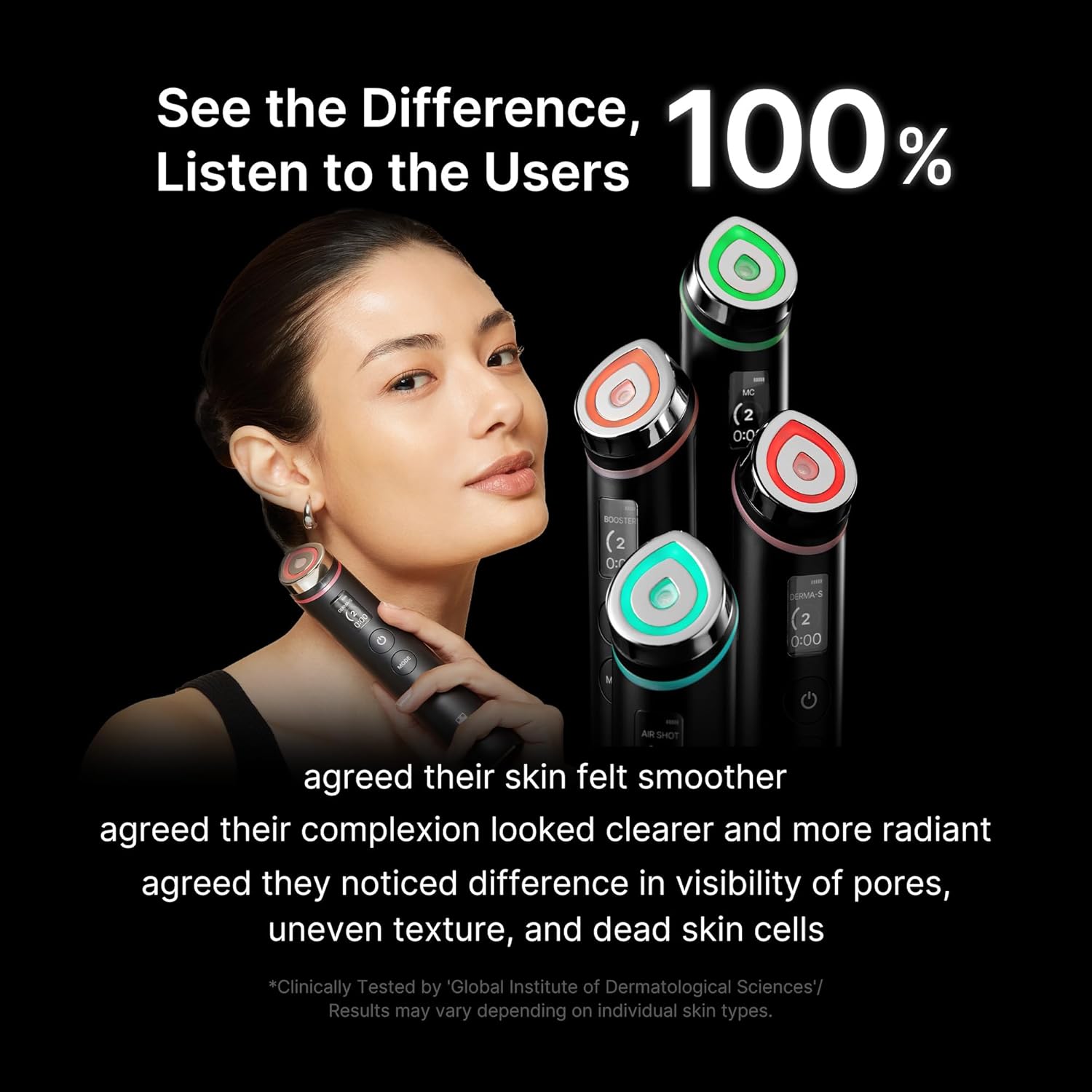 Booster Pro 6-in-1 Korean Glow Facial Device for Glow, Pore Care & Better Absorption (Black)