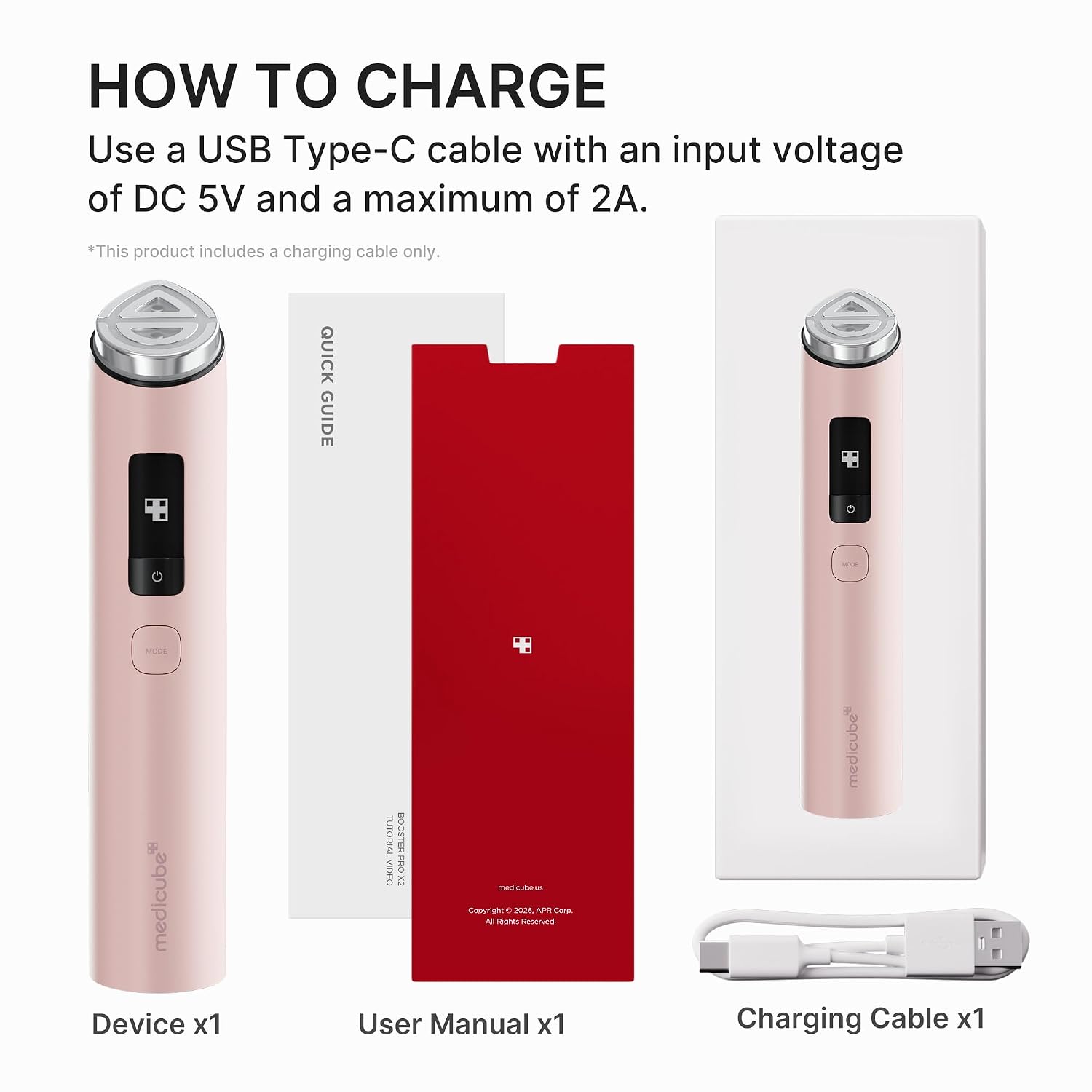 Booster Pro 6-in-1 Korean Glow Facial Device for Glow, Pore Care & Better Absorption (PINK)
