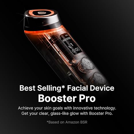 Booster Pro 6-in-1 Korean Glow Facial Device for Glow, Pore Care & Better Absorption (Black)